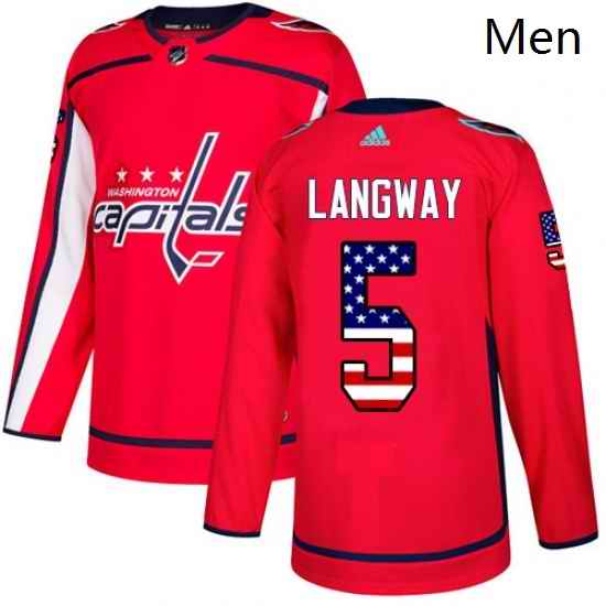 Mens Adidas Washington Capitals 5 Rod Langway Authentic Red USA Flag Fashion NHL Jersey